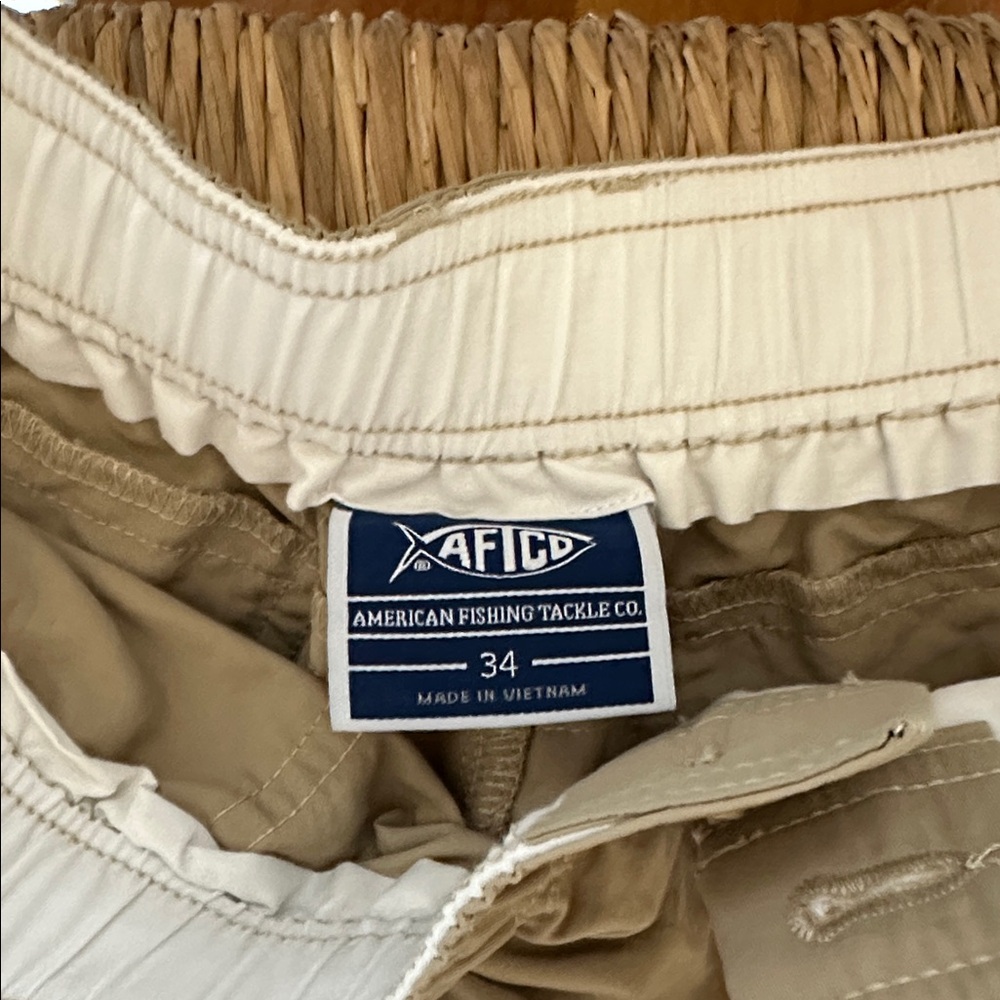 Men's Khaki Aftco shorts - Picture 2 of 3